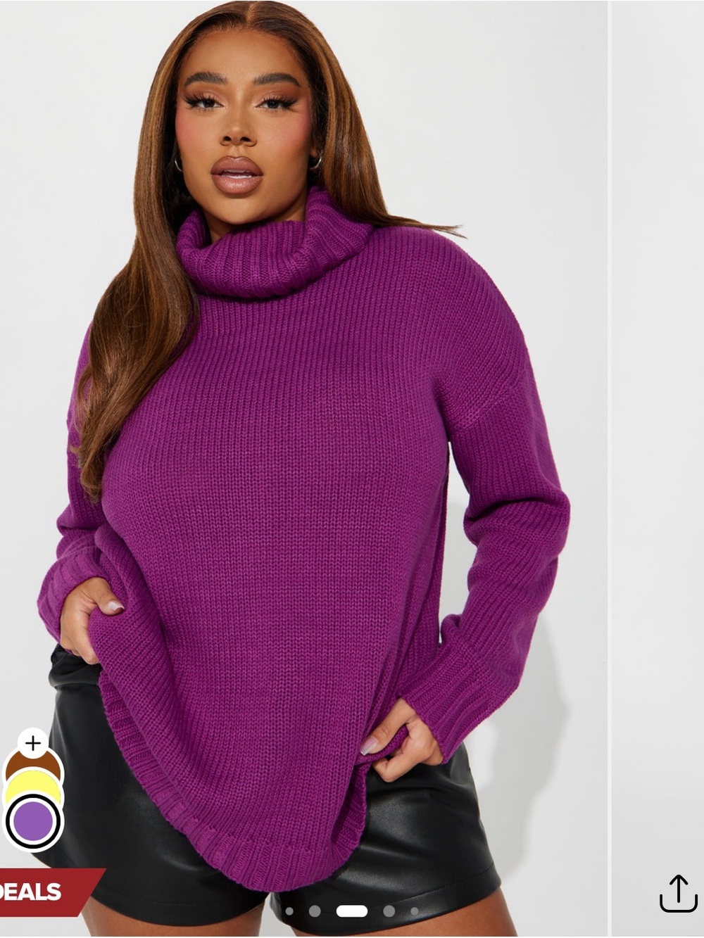 Fashion Nova Purple Cowl Neck Knit Sweater